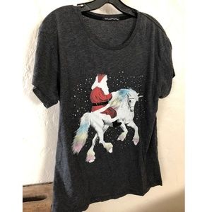 WILDFOX Santa on Unicorn Graphic T shirt SZ XS